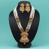 Gold Color Vilandi Kundan Matte Gold Temple Necklace Set (TPLN593GLD)