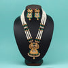 Green Color Vilandi Kundan Matte Gold Temple Necklace Set (TPLN593GRN)