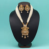 Gold Color Lord Ganesha Matte Gold Temple Necklace Set (TPLN595GLD)