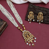 Gold Color Lord Ganesha Matte Gold Temple Necklace Set (TPLN596GLD)