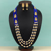 Blue Color Goddess Lakshmi Temple Necklace Set (TPLN600BLU)