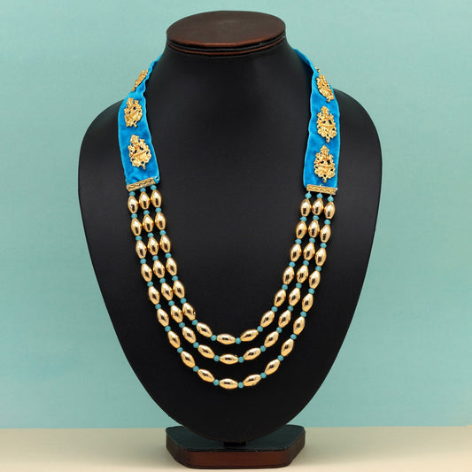 Firozi Color Goddess Lakshmi Rajwadi Temple Necklace (TPLN607FRZ)