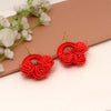 Red Color Thread Floral Earrings (TRE132RED)