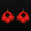 Red Color Thread Floral Earrings (TRE132RED)