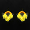 Yellow Color Thread Floral Earrings (TRE132YLW)