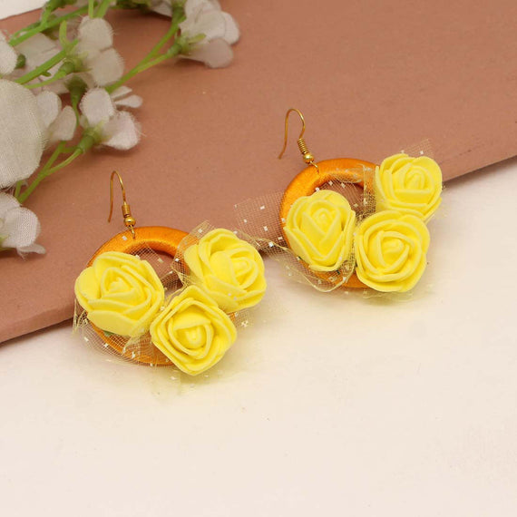 jewellery set Yellow Flower Necklace Earring Set Haldi Bridal Wedding Party  set | eBay