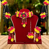 Yellow & Rani Color Synthetic Rose Floral Bridal Set (TRN1766YLWRNI)