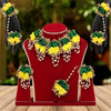 Green & Yellow Color Synthetic Rose Floral Bridal Set (TRN1768GRNYLW)