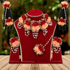 Peach & Maroon Color Synthetic Rose Floral Bridal Set (TRN1768PCHMRN)