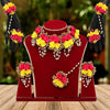 Rani & Yellow Color Synthetic Rose Floral Bridal Set (TRN1768RNIYLW)
