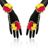 Rani & Yellow Color Synthetic Rose Floral Bridal Set (TRN1768RNIYLW)