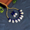 Blue Color Kodi Thread Necklace Set (TRN1770BLU)