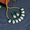 Green Color Kodi Thread Necklace Set (TRN1770GRN)